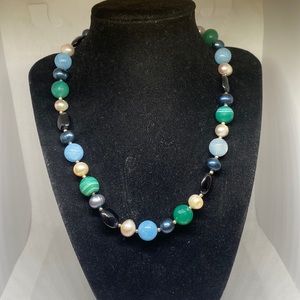 Gemstone and Pearl Necklace